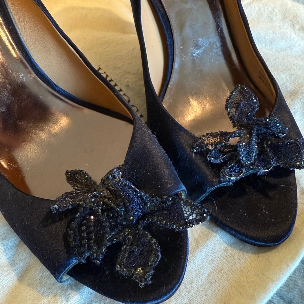Badgley Mischka Navy Peep-Toe Women's Shoes